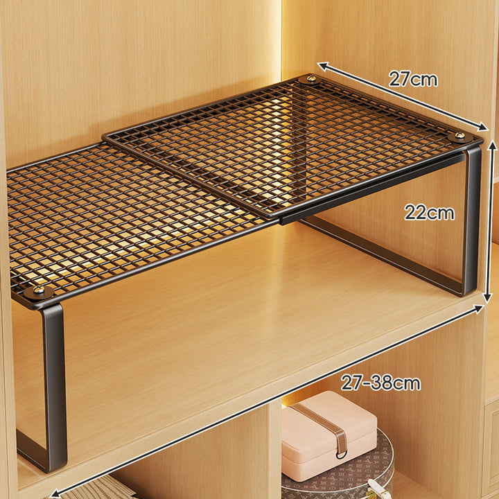 Adjustable Expandable Mesh Closet Shelf Riser with Sturdy U-Leg Support