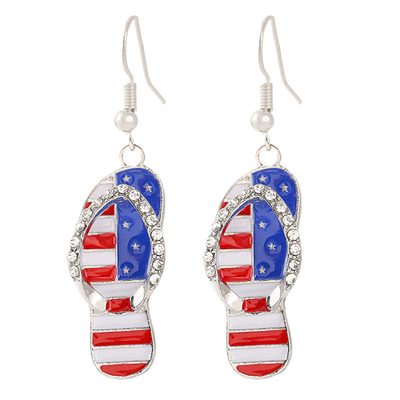 Ladies enamel earrings horseshoe with star stripe motif Kalsten