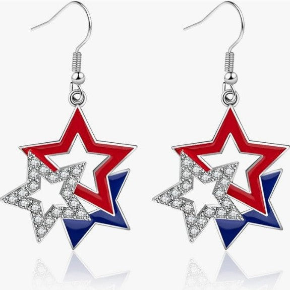 Ladies' statement star earrings with crystal embellishment and enamel coating Kalsten