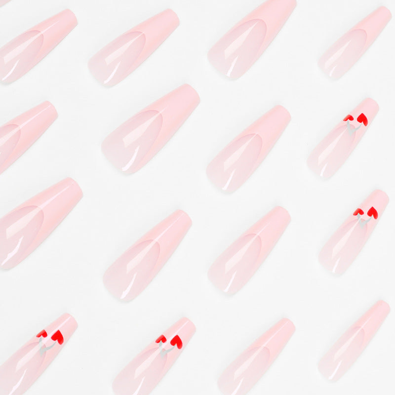 Artful long nails in cherry design Kalsten