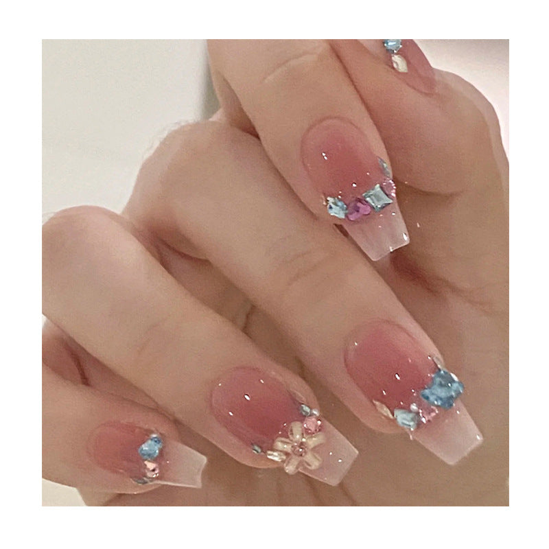 Elegant Decorative Flower-Embellished Press-On Nail Set