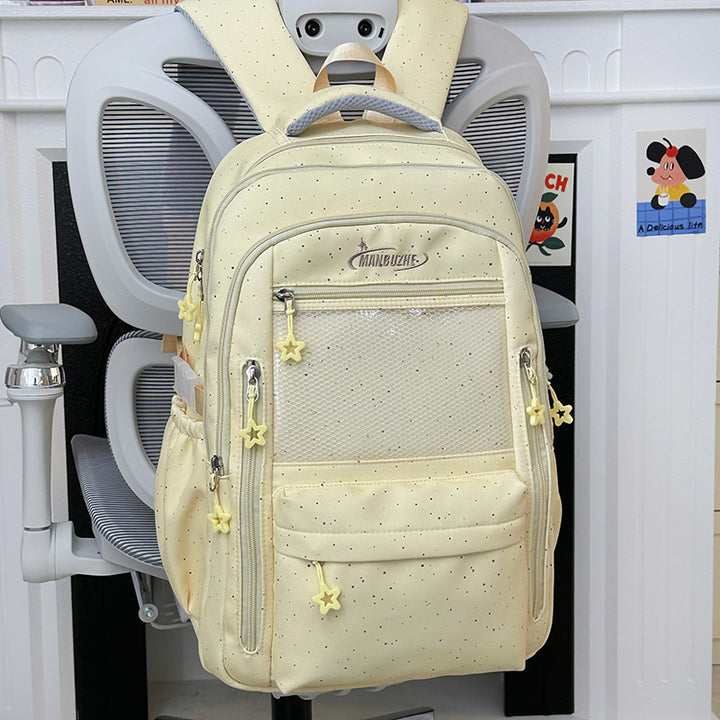 Star-Embellished Multi-Pocket School Backpack