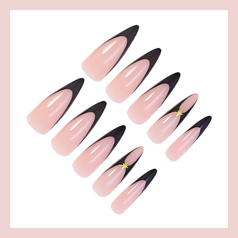 Artificial nail set with elegant lace design and glitter details Kalsten