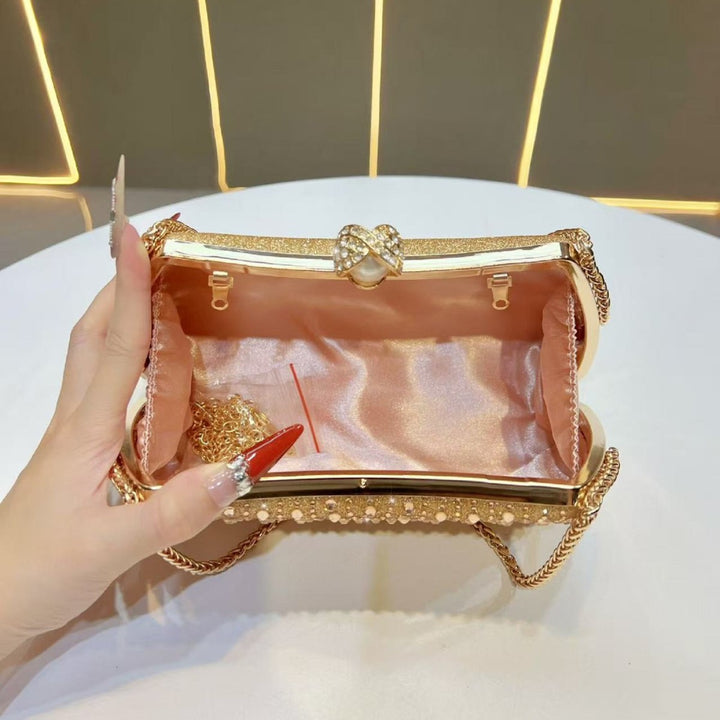 Decorative Crystal-Studded Evening Handbag