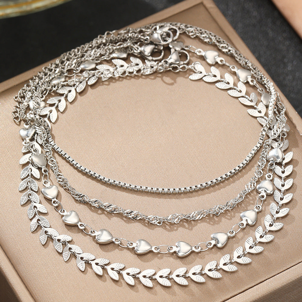 Elegant Layered Heart Charm Necklace Kalsten
