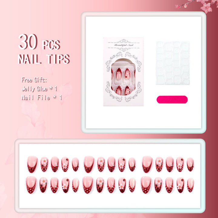 Floral-Patterned Press-On Nail Art Set
