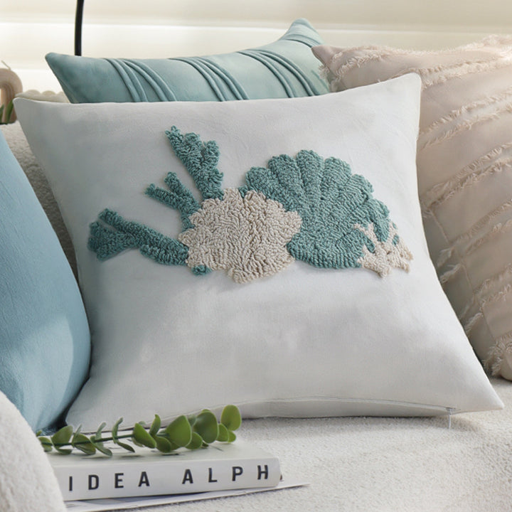 Square cushion cover in boho look with flat fringe runs and linen appearance, concealed zipper Kalsten