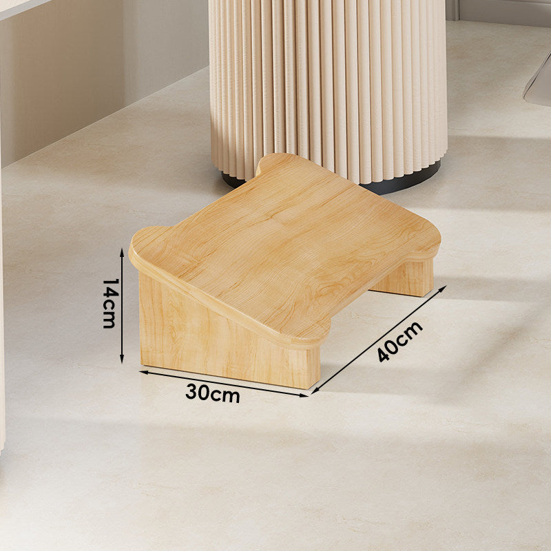 Low Wooden Step Stool with Non-Slip Strips and Curved Ergonomic Top