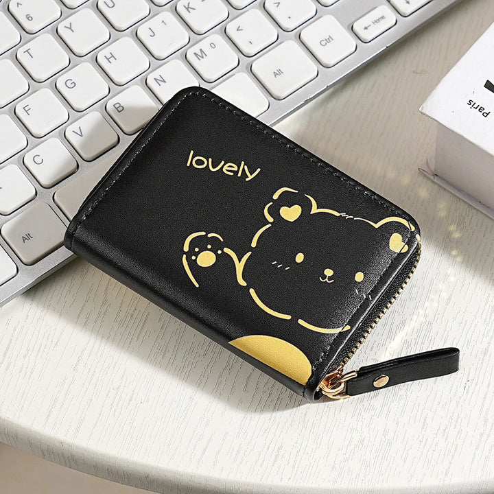Playful Cartoon Pattern Zippered Wallet