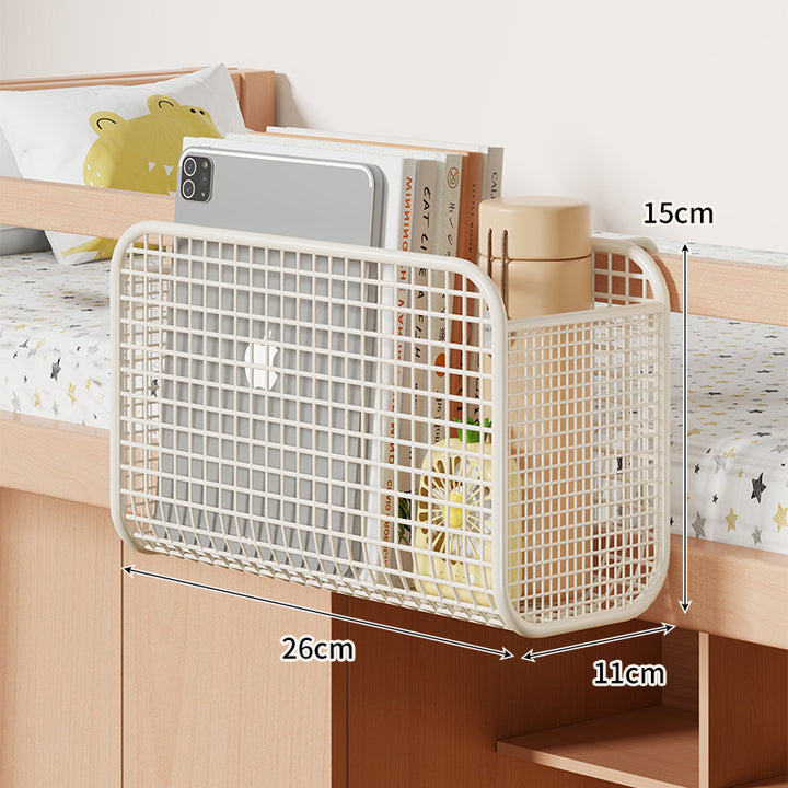 Over-Bed Three-Compartment Metal Mesh Hanging Bedside Organizer Caddy