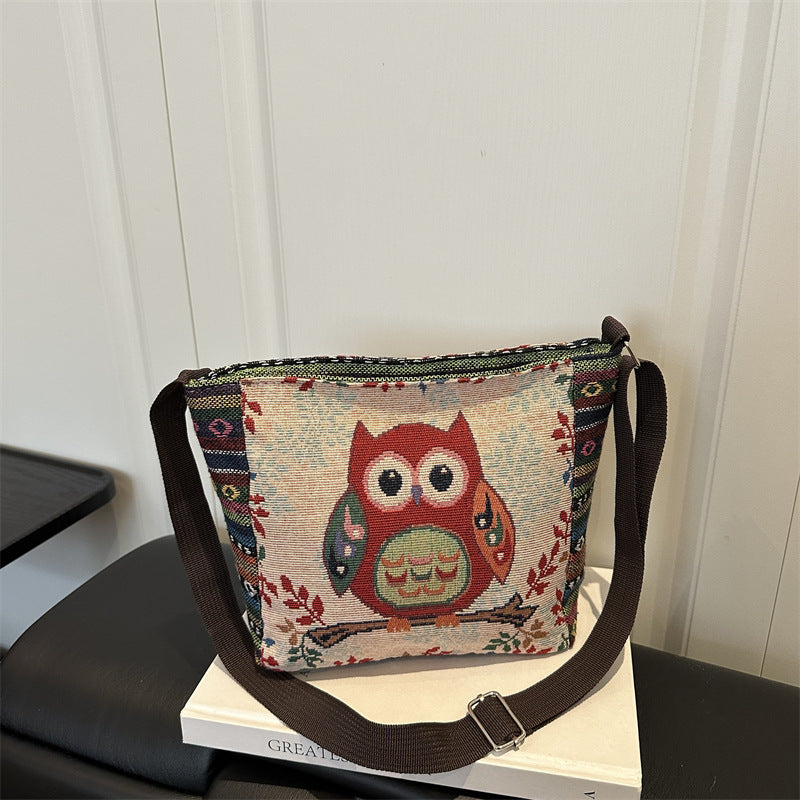 Artistic Elephant Embroidered Crossbody Bag