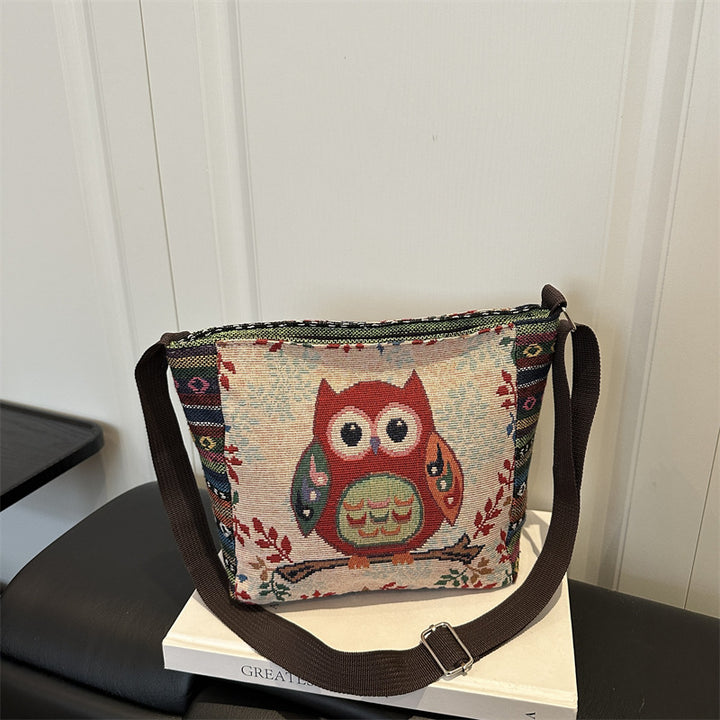 Artistic Elephant Embroidered Crossbody Bag