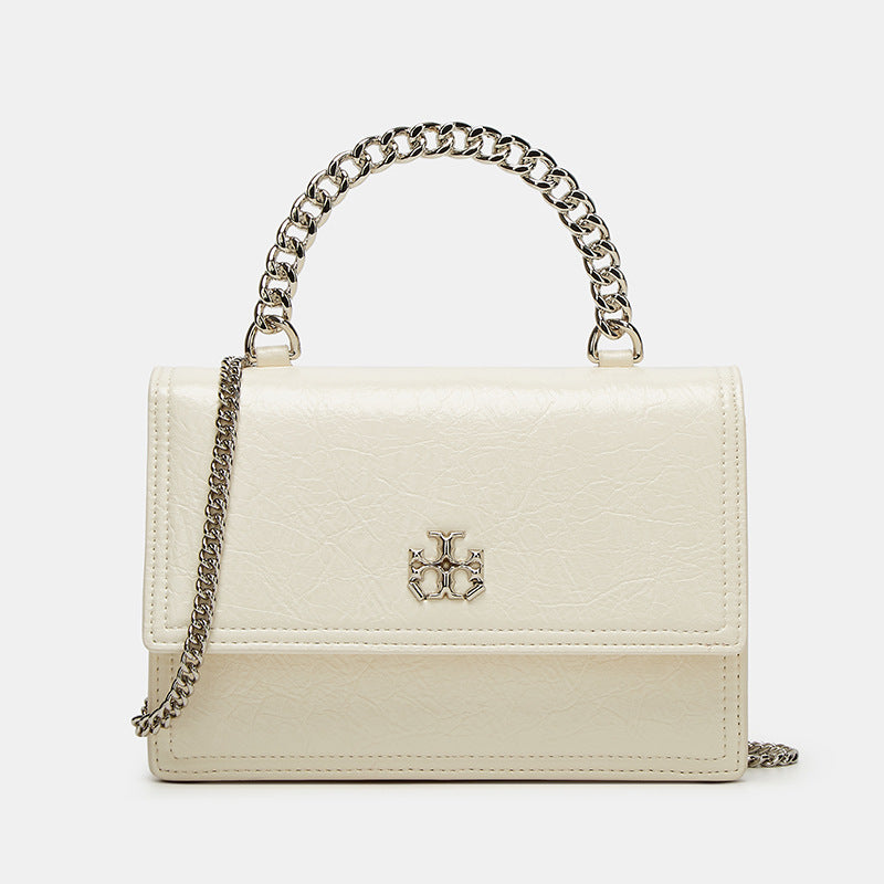 Elegant Leather Shoulder Bag with Chain Strap