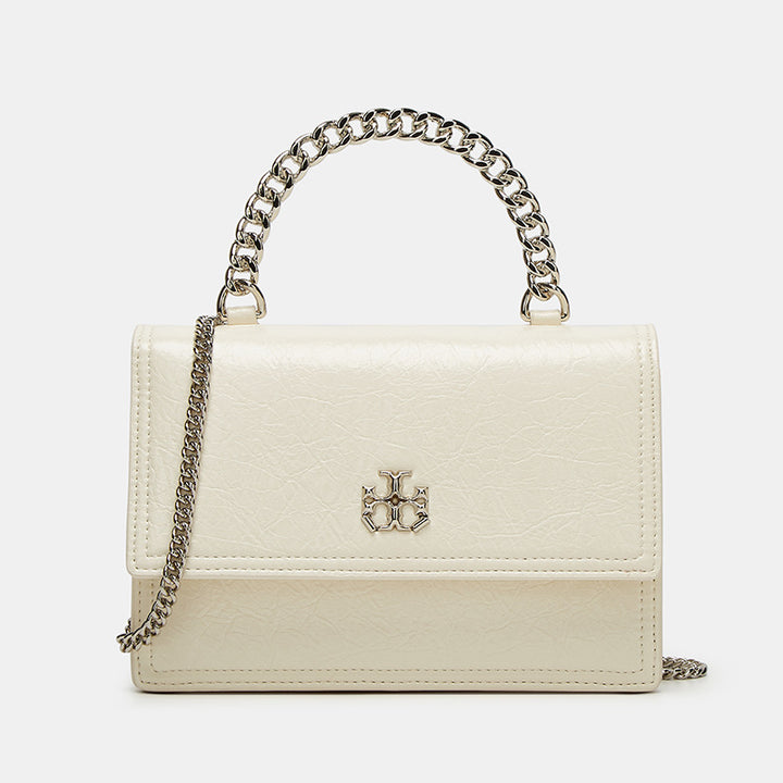 Elegant Leather Shoulder Bag with Chain Strap