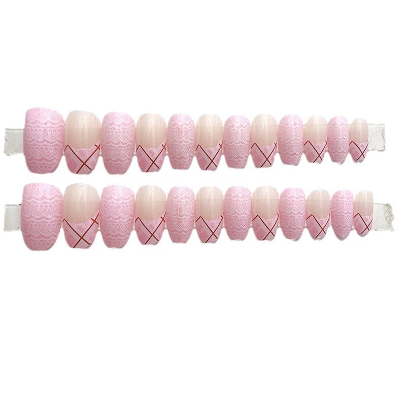 Elegant Lace and Geometric Design Press-On Nails