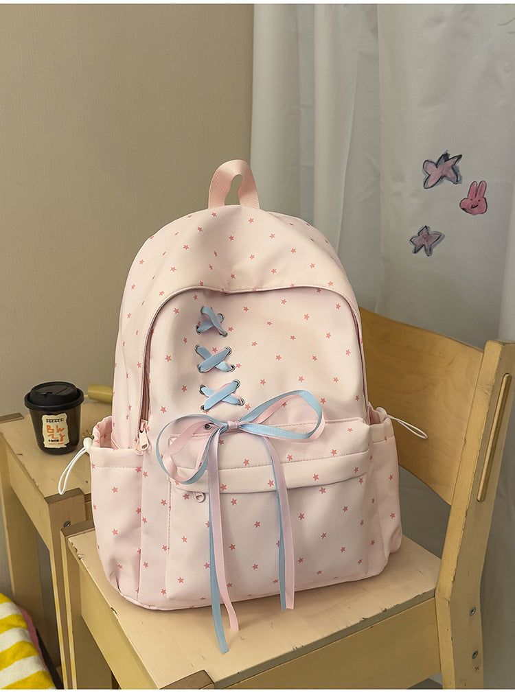 Star Print Decorative School Backpack Kalsten