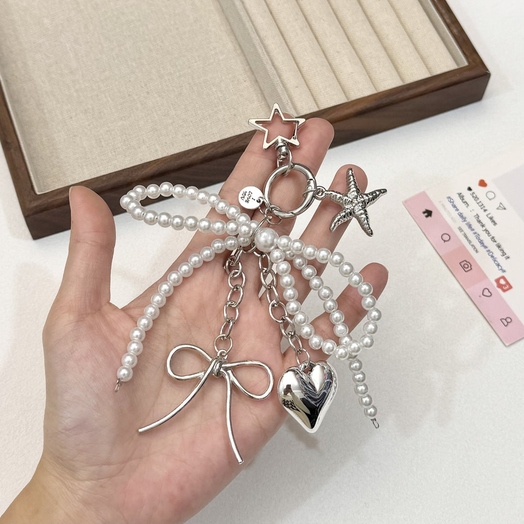 Pearl and Bow Charm Keychain Kalsten