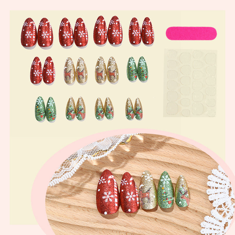 Festive Artificial Nail Set with Winter Motifs Kalsten