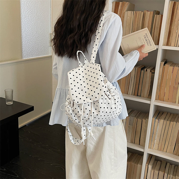 Cute Polka Dot Drawstring Backpack