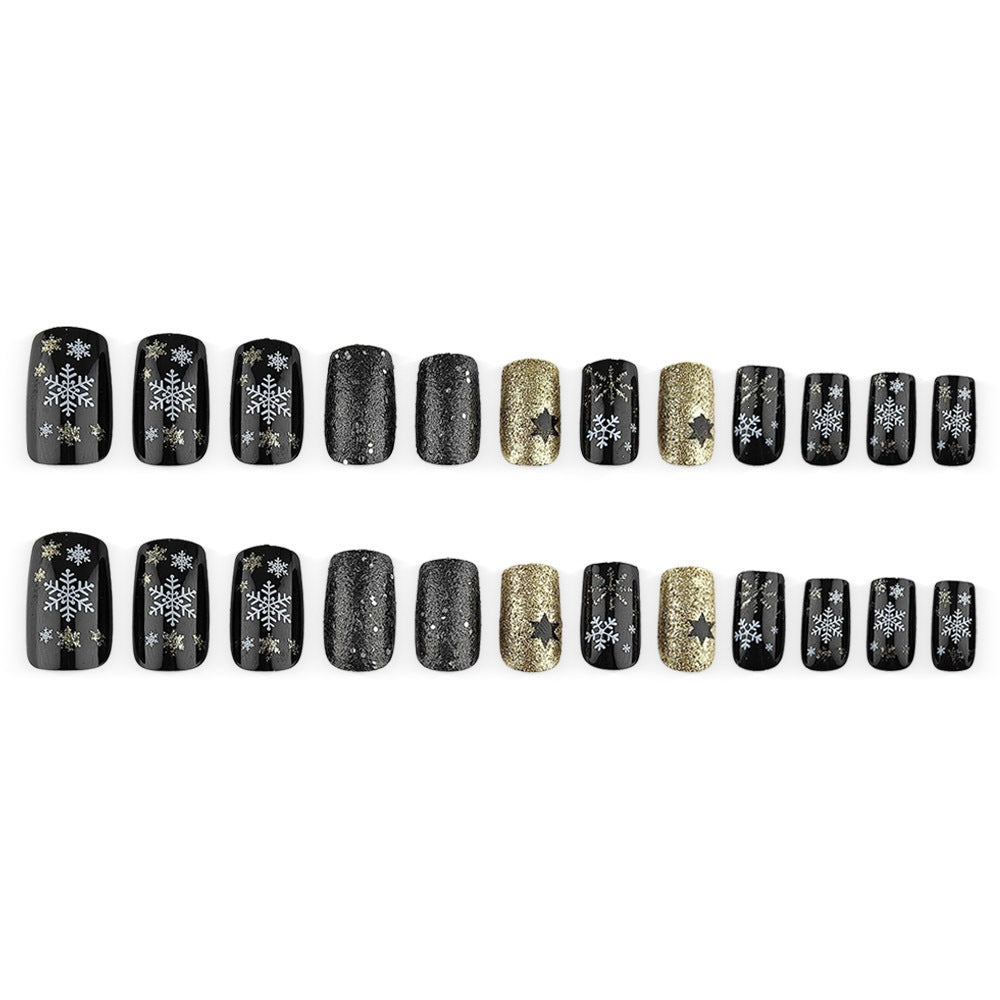 Glittering artificial nail set with Christmas design and 3D snowflakes Kalsten