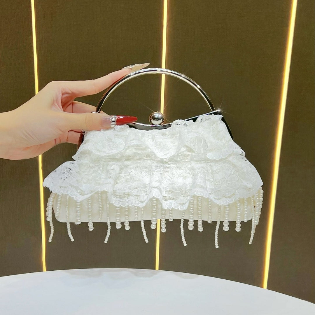 Ruffled Lace Evening Clutch