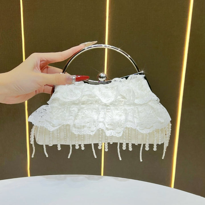 Ruffled Lace Evening Clutch