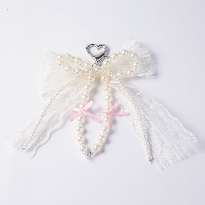 Elegant Pearl and Lace Charm Keychain Kalsten