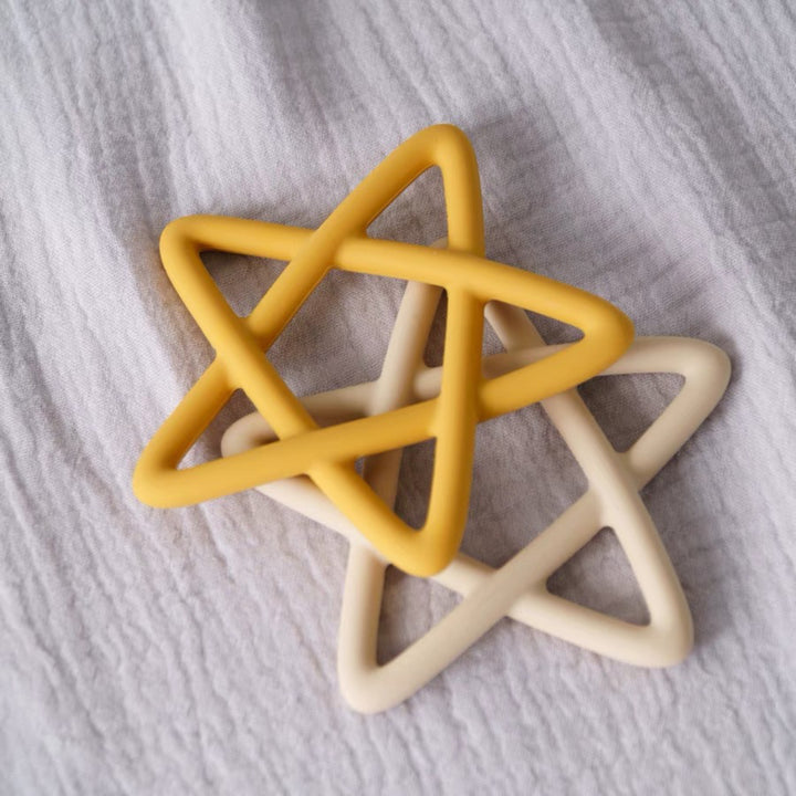 Silicone Star Teething Toy with Wooden Bead Clip