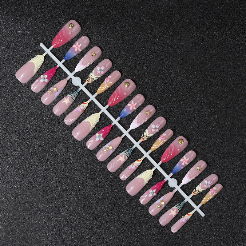 Artistic Shell-Inspired Press-On Nail Set Kalsten