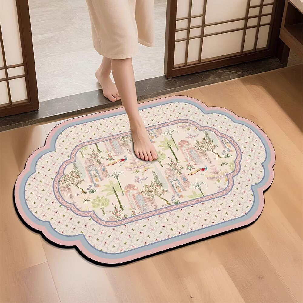 Elegant Vintage Floral Design Bath Mat