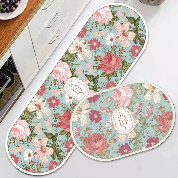 Floral Design Anti-Fatigue Kitchen Mat Kalsten