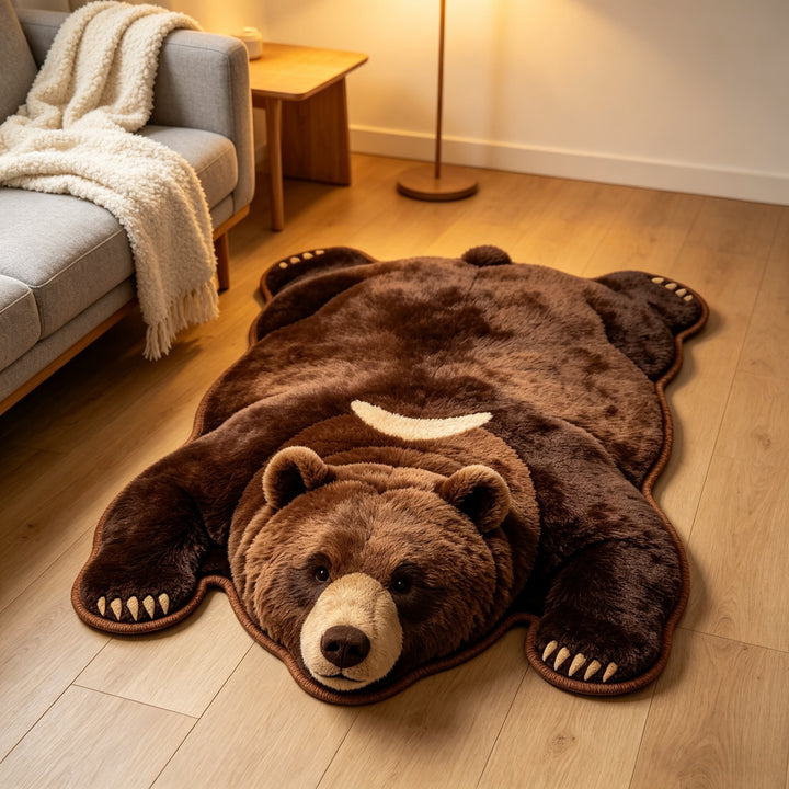 Plush Bear-Shaped Area Rug