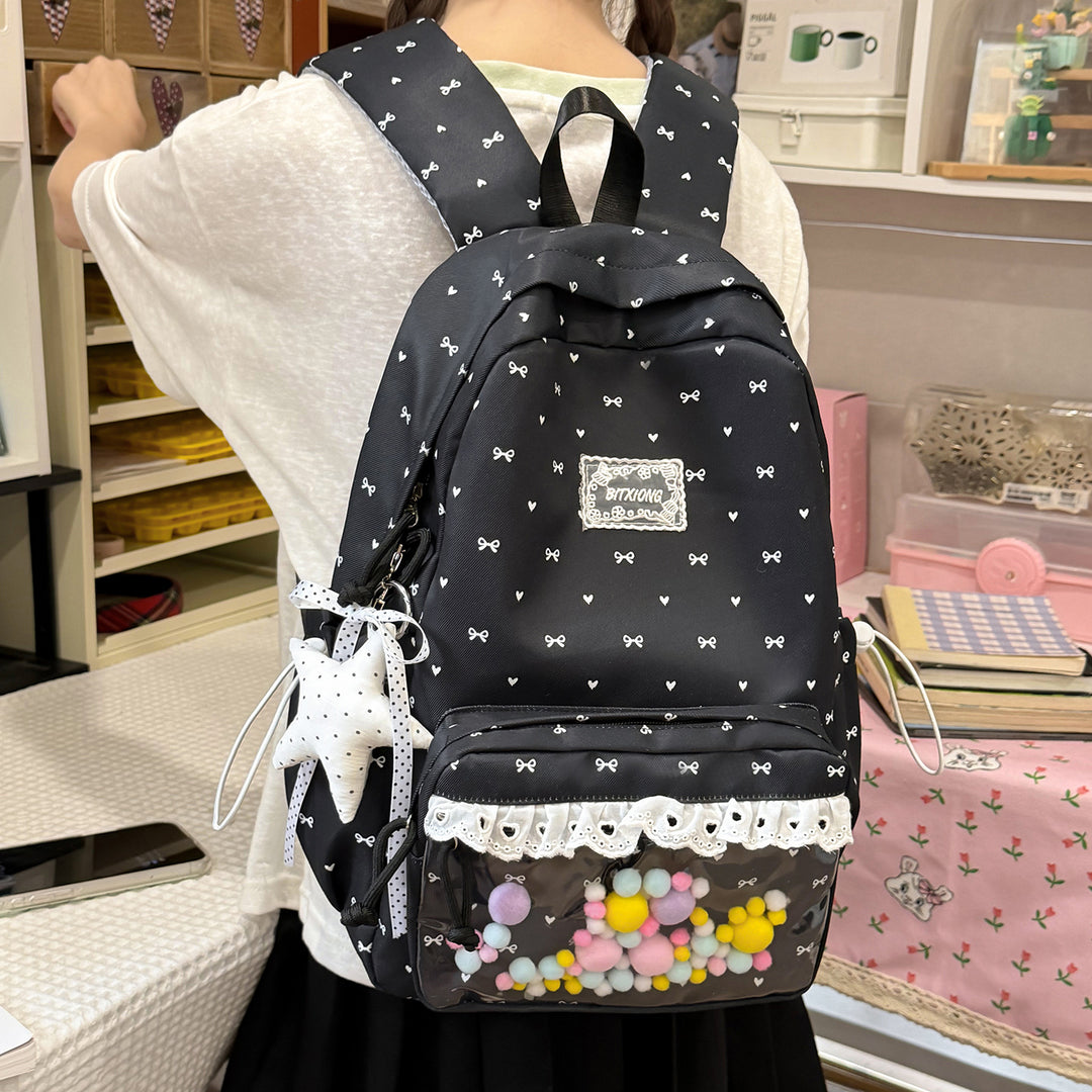 Playful Bow-Embellished School Backpack Kalsten