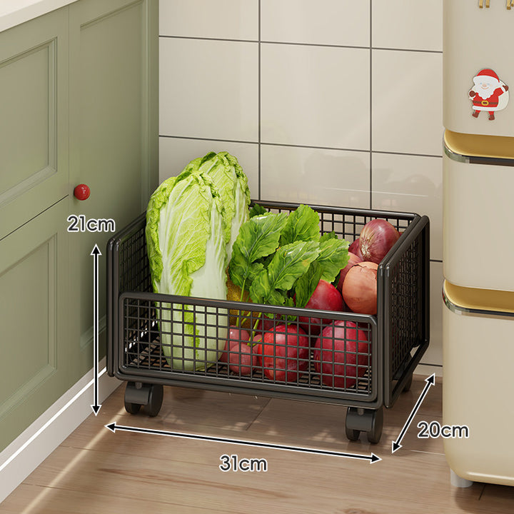 Two-Tier Metal Mesh Pantry and Countertop Produce Storage Rack with Deep Ventilated Baskets