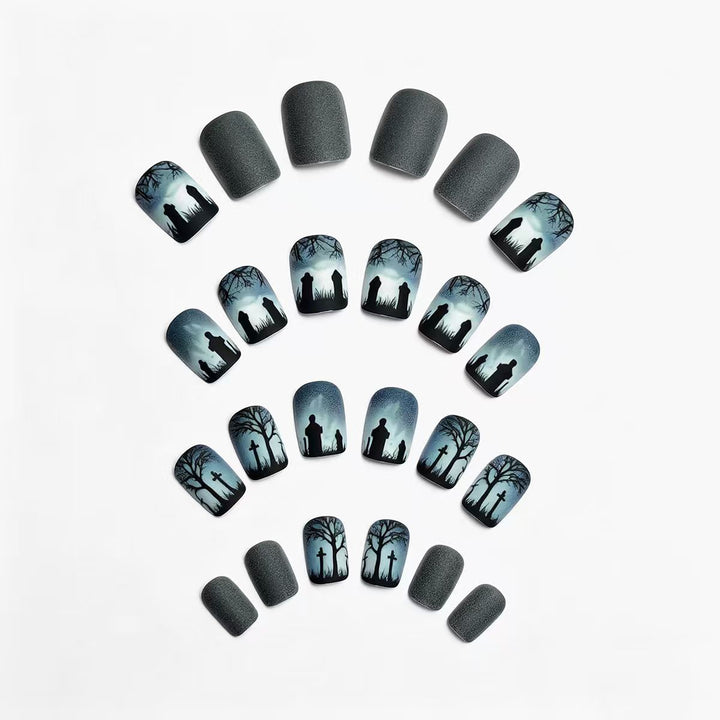 Creative nail art with dramatic tombstone design Kalsten