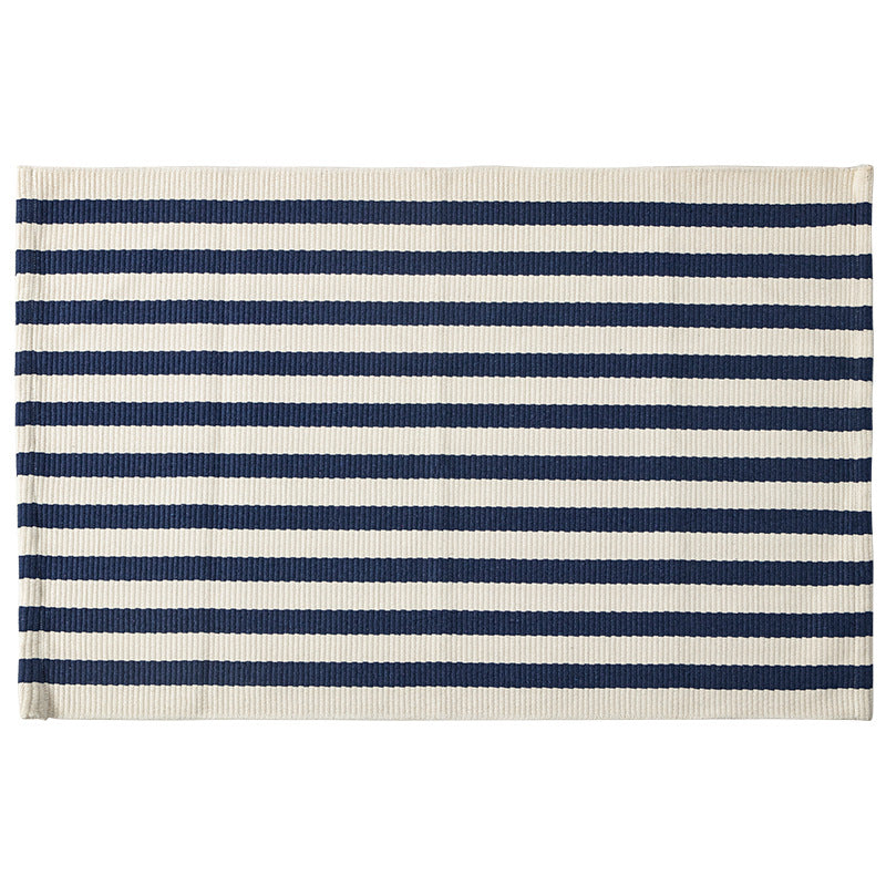 Flat woven runner for living and dining room with modern stripe pattern