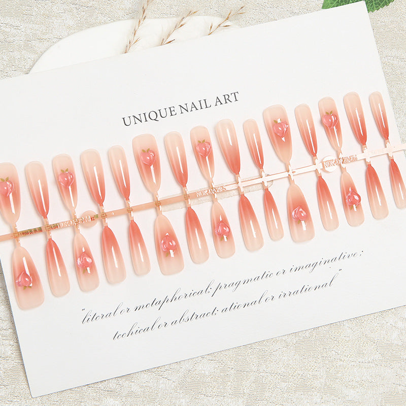 Nail set in elegant ombre design with artistic accents Kalsten