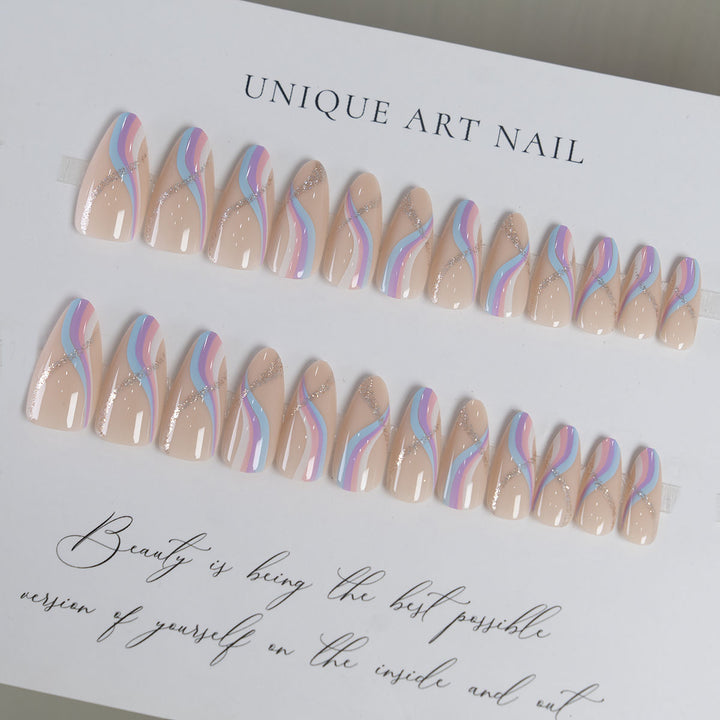 Artistic Press-On Nails with Abstract Design
