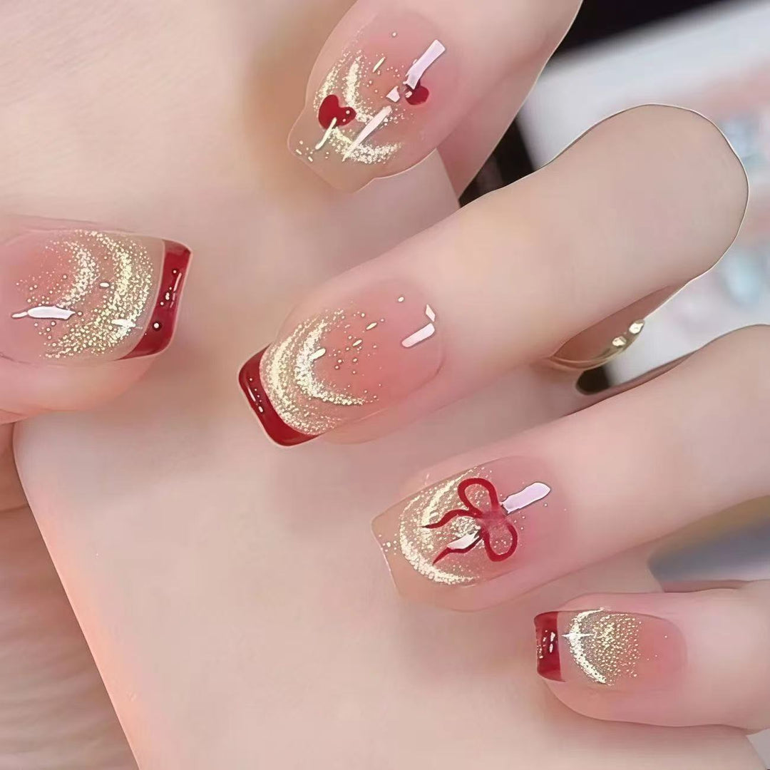 Heart-Themed Press-On Nail Art