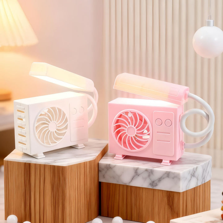 Ladies multifunctional table lamp with integrated fan and USB charging ports Kalsten