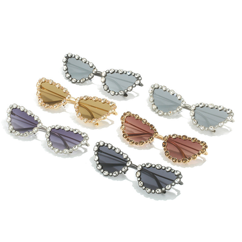 Heart-Shaped Rhinestone-Embellished Sunglasses Kalsten
