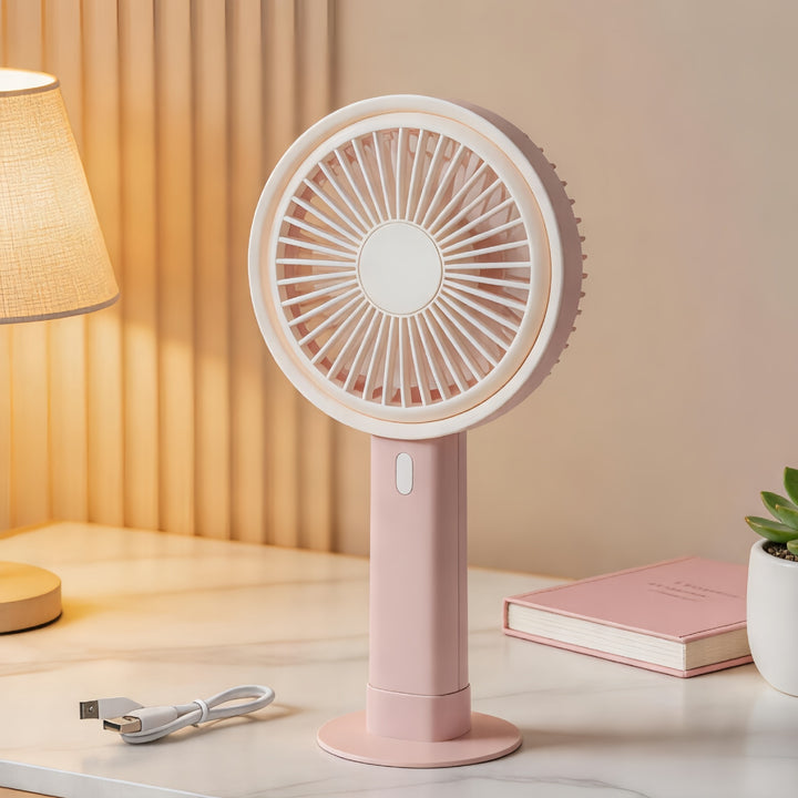 Ladies portable table fan with versatile tilt adjustment and USB connection Kalsten