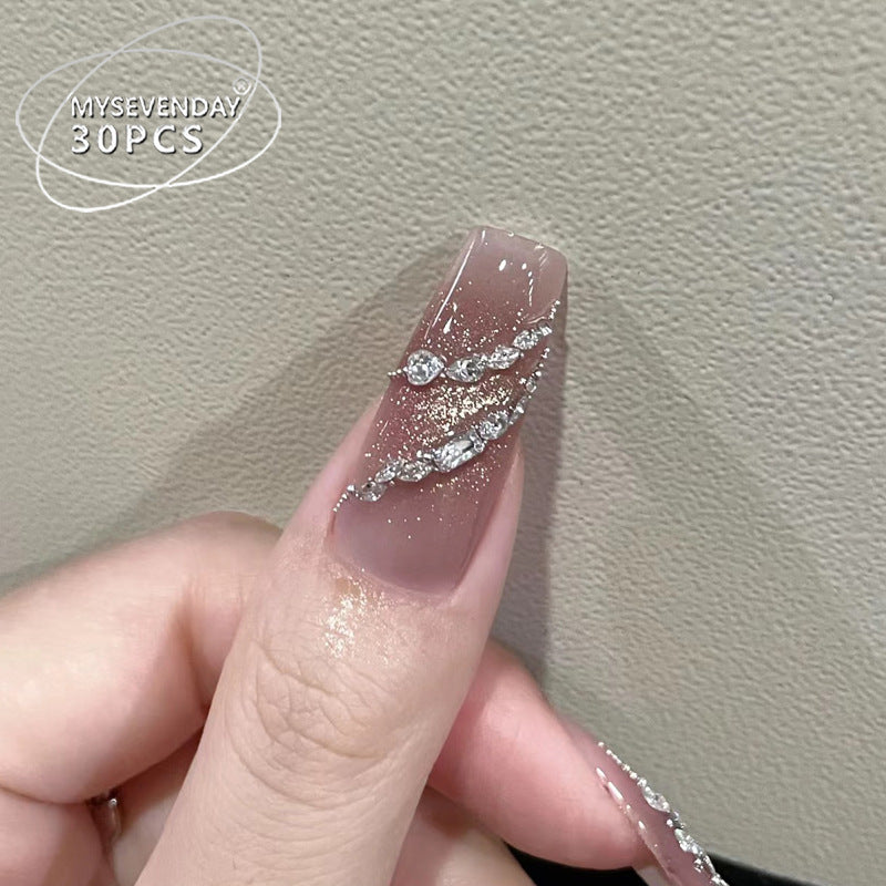 Glamorous Rhinestone-Embellished Pointed Press-On Nails Kalsten