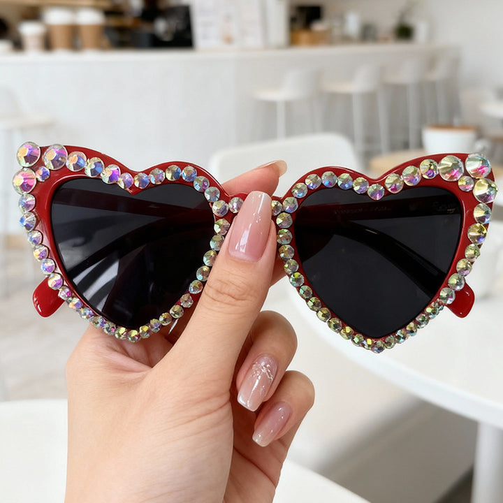 Rhinestone Heart-Shaped Sunglasses Kalsten