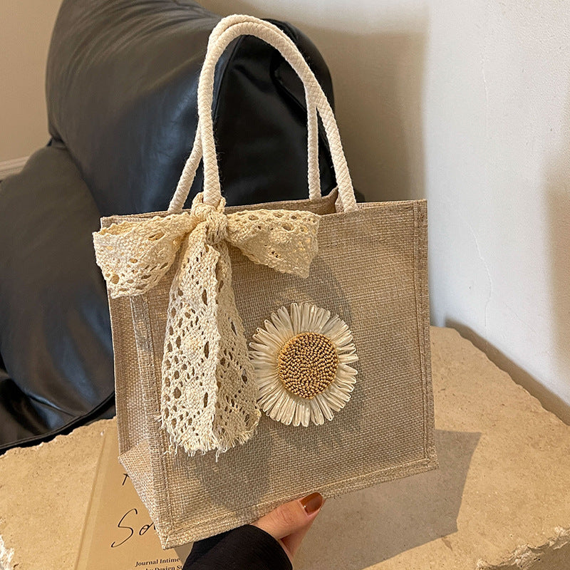 Elegant Floral Accent Handcrafted Tote