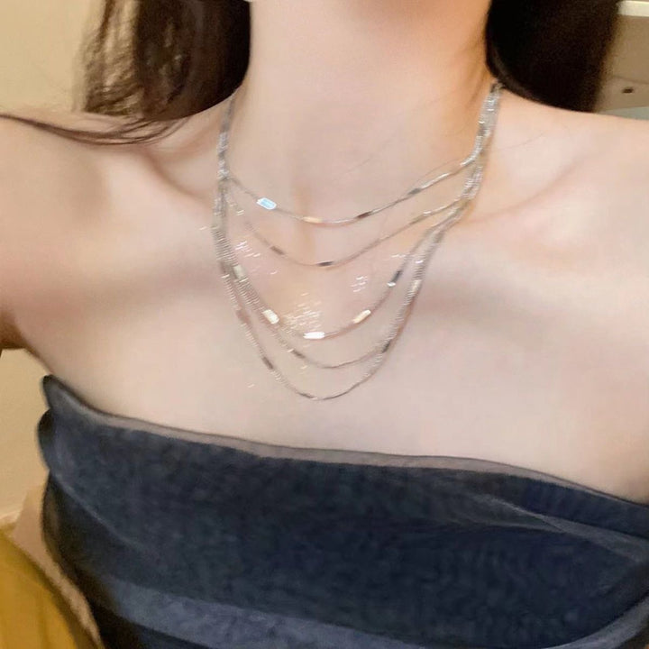 Layered Silver Chain Necklace Kalsten