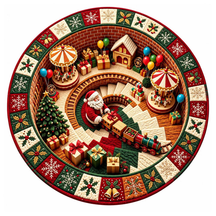 Festive Santa Claus Themed Round Mat for Home