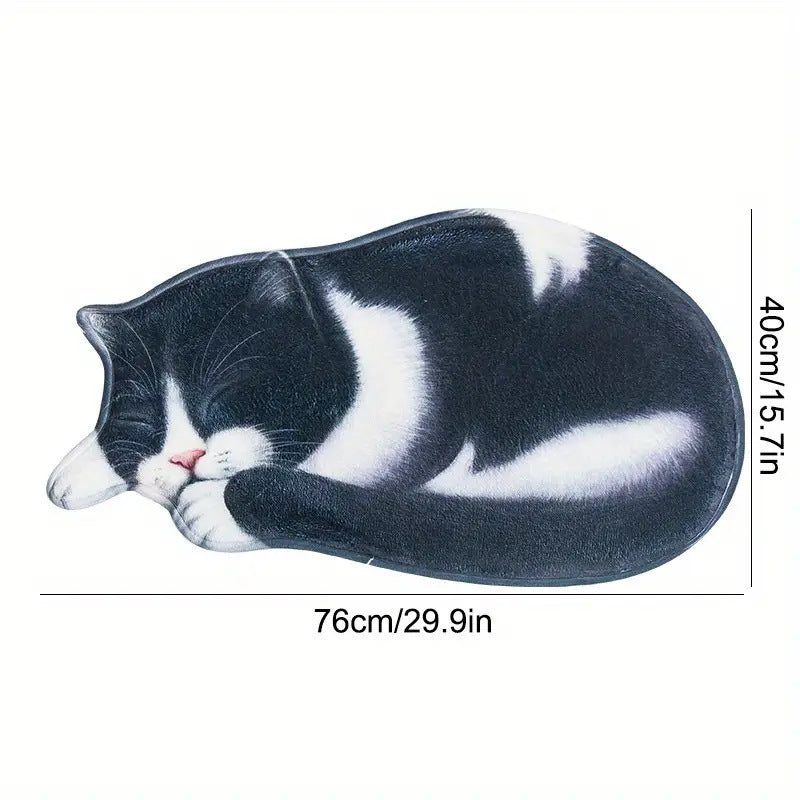 Cartoon Cat-Themed Plush Bath Mat