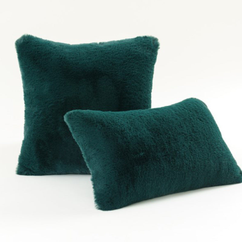 Plush Faux Fur Square and Lumbar Decorative Pillow Set with Soft Microfiber Backing