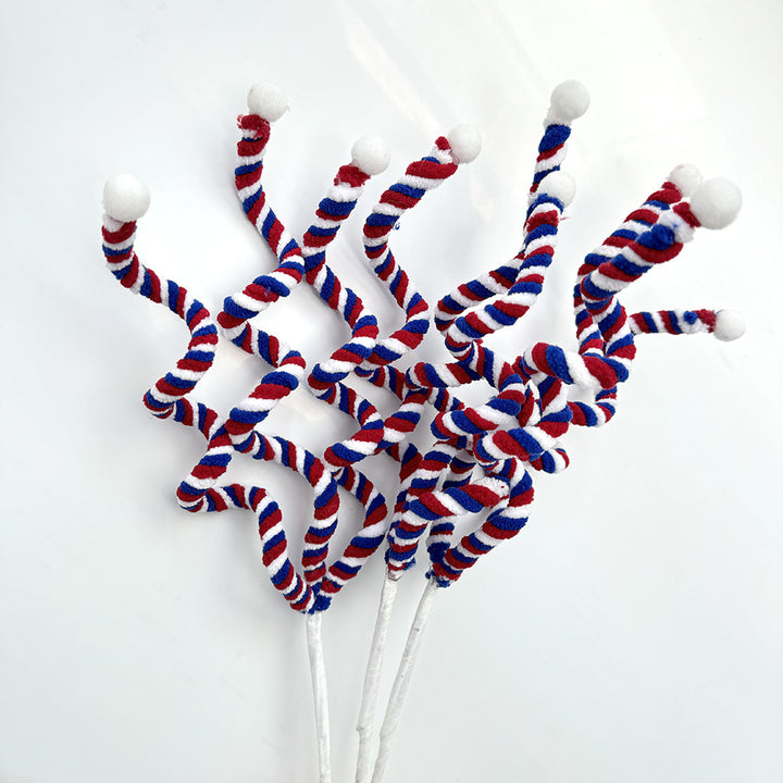 Unisex decorative spiral decoration stake with tinsel vines and ball ends Kalsten
